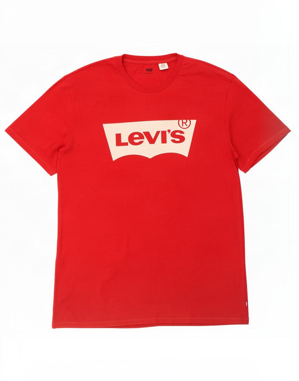 Męski T-shirt z grafiką Levi's, duży, czerwony, bawełniany