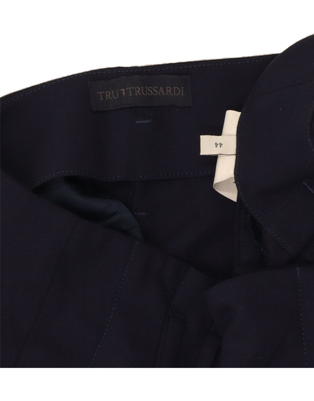 TRUSSARDI Womens Pegged Chino Trousers IT 44 Medium W30 L29 Navy Blue Vintage Trussardi and Second-Hand Trussardi from Messina Hembry 