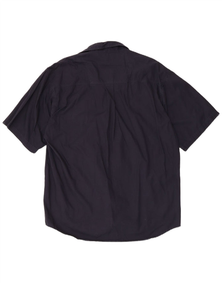 Lerros Męska koszula z krótkim rękawem XL, granatowa, bawełniana