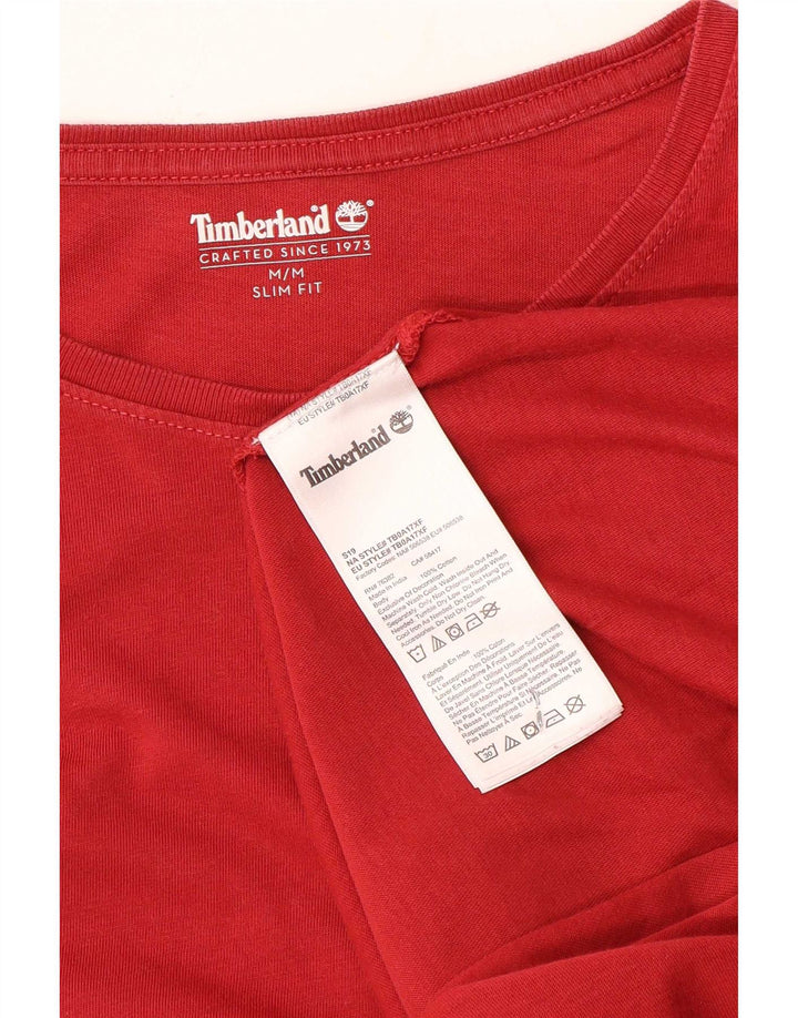 T-shirt męski slim fit Timberland, bawełniany, średni czerwony