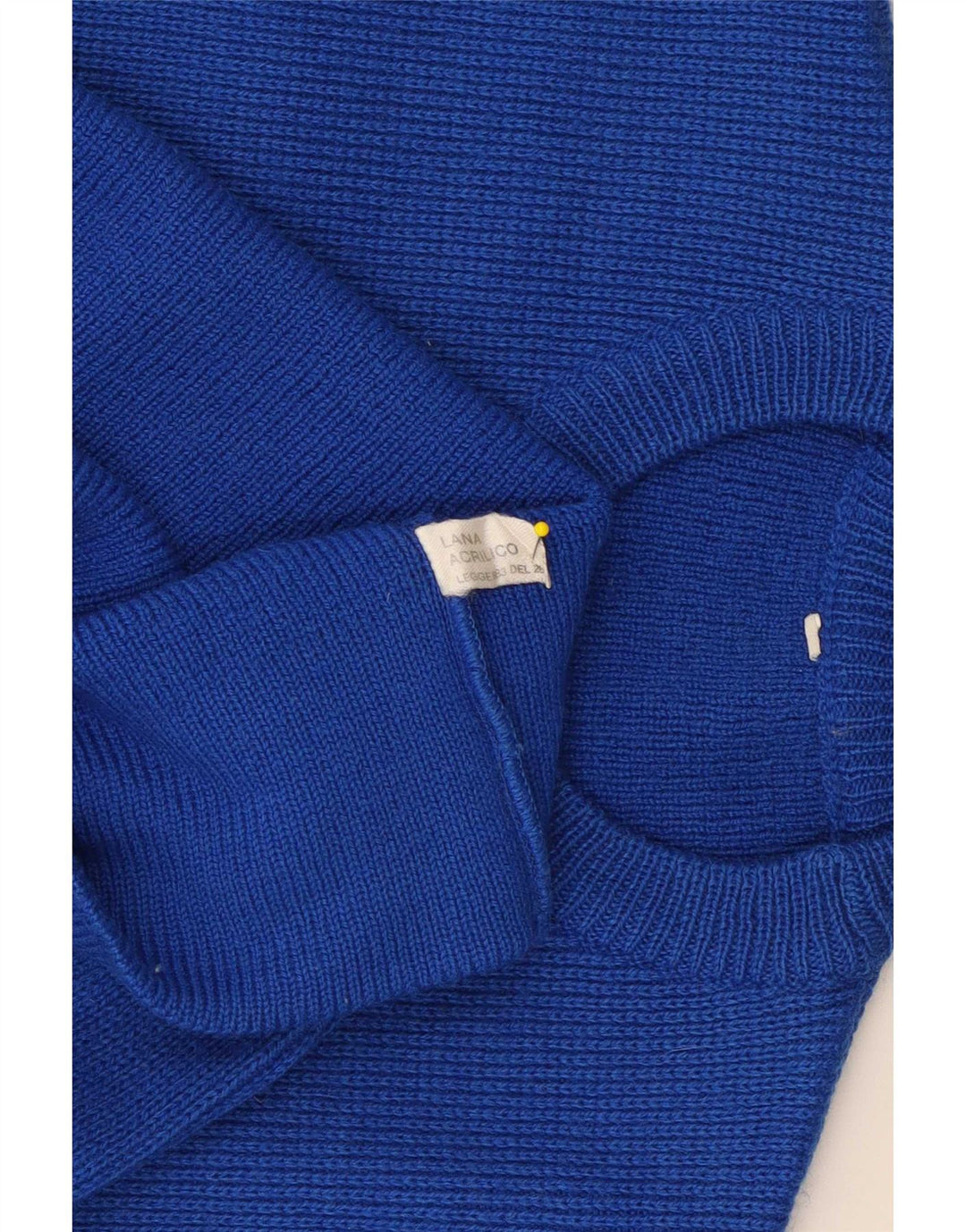 Vintage męski sweter z okrągłym dekoltem, mała wełniana w niebieskie paski