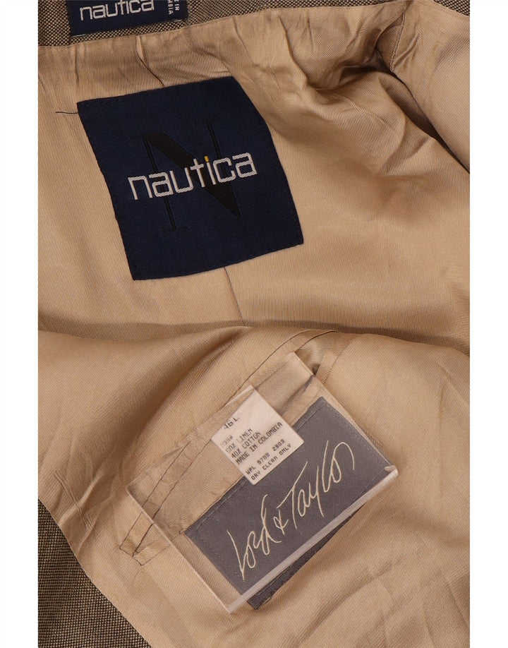 Męska marynarka zapinana na 3 guziki NAUTICA UK 46 3XL Szara lniana