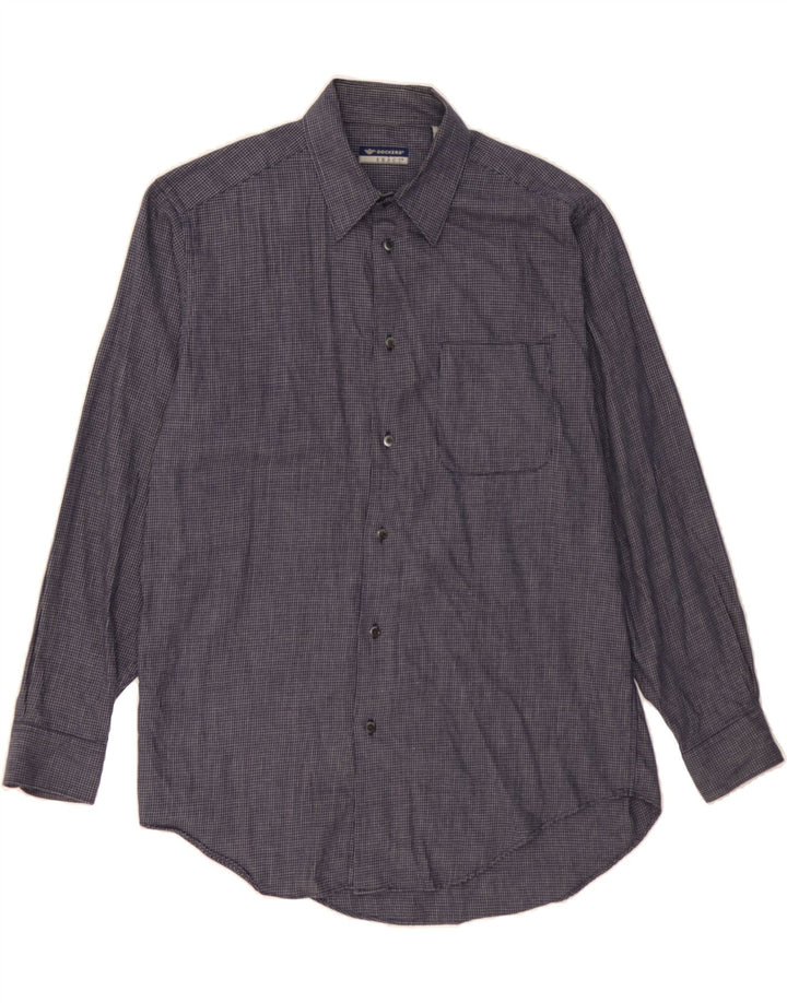 DOCKERS Mens Shirt Medium Navy Blue Houndstooth Cotton Vintage Dockers and Second-Hand Dockers from Messina Hembry 