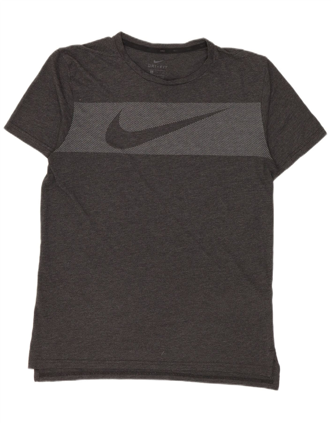 Męski T-shirt NIKE Dri Fit z grafiką, mały, szary poliester w prążki