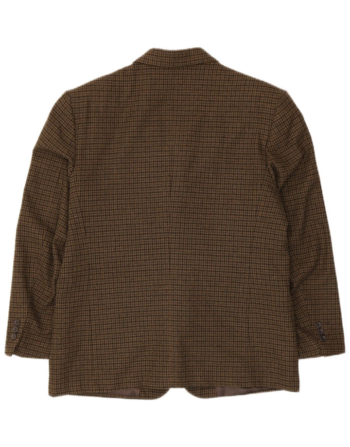 Męska marynarka PETRELLI IT 51, duża, dziewicza wełna khaki w pepitkę