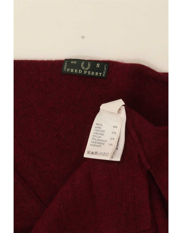 Sweter damski Fred Perry z dekoltem w kształcie litery V, UK 10, mała, bordowa wełna