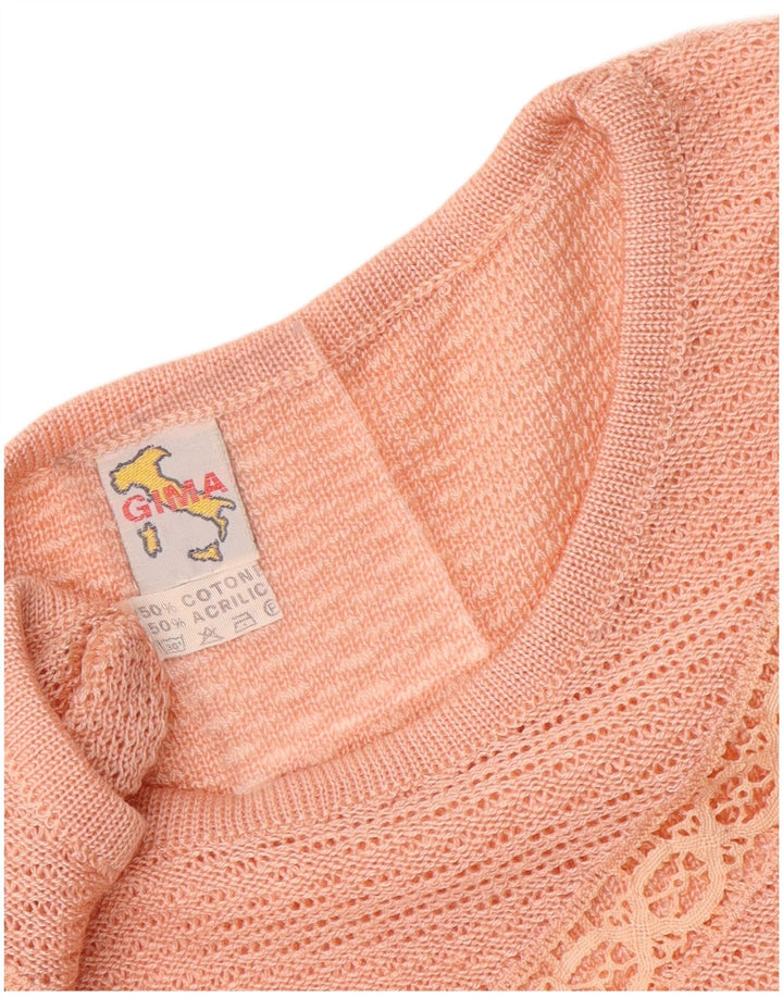 Sweter damski VINTAGE z krótkim rękawem i dekoltem w łódkę UK 14, średni róż