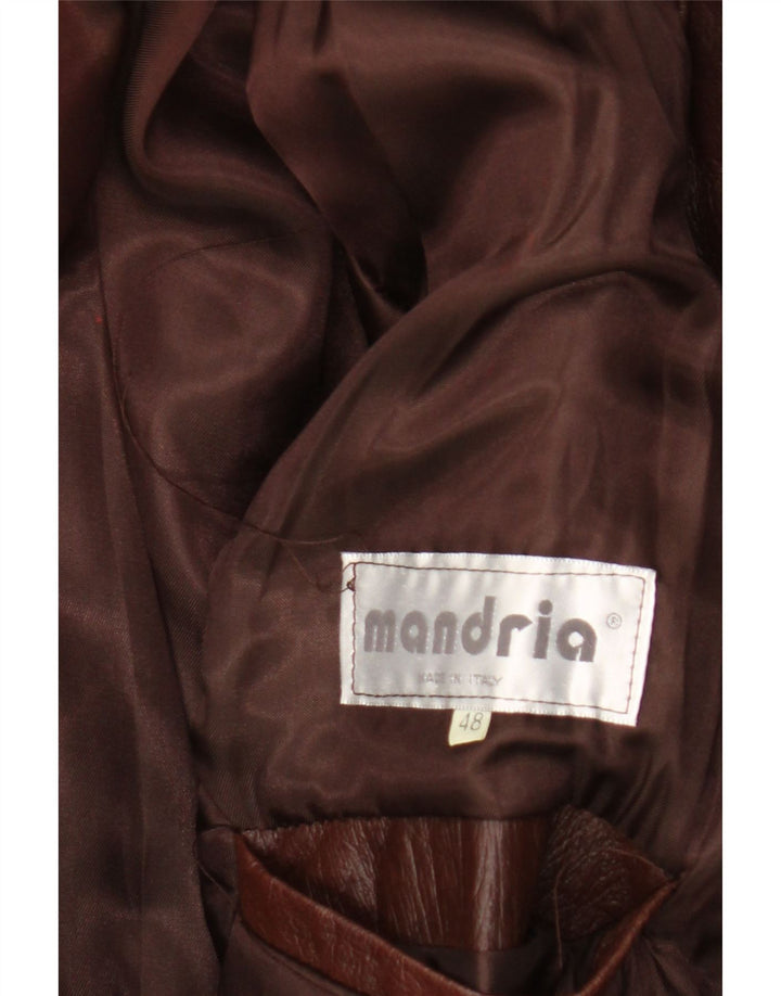 Vintage męski płaszcz skórzany IT 48 średni brąz