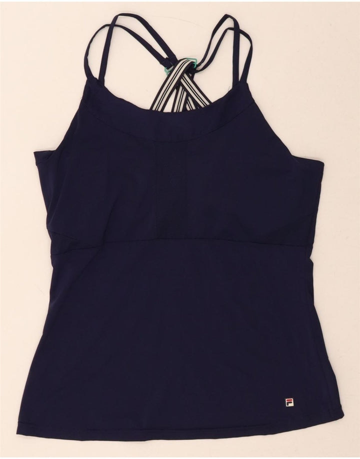 FILA Womens Cami Top UK 14 Large  Navy Blue Nylon Vintage Fila and Second-Hand Fila from Messina Hembry 