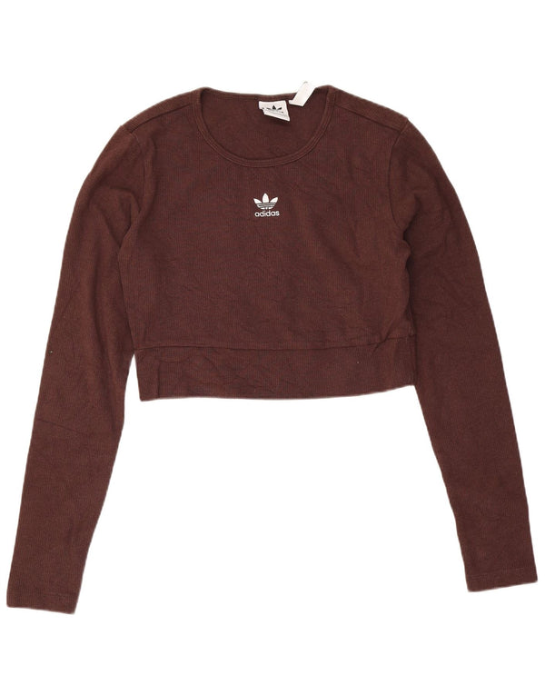 Damska bluza Adidas Crop Jumper UK 12/14 Średnia brązowa bawełna