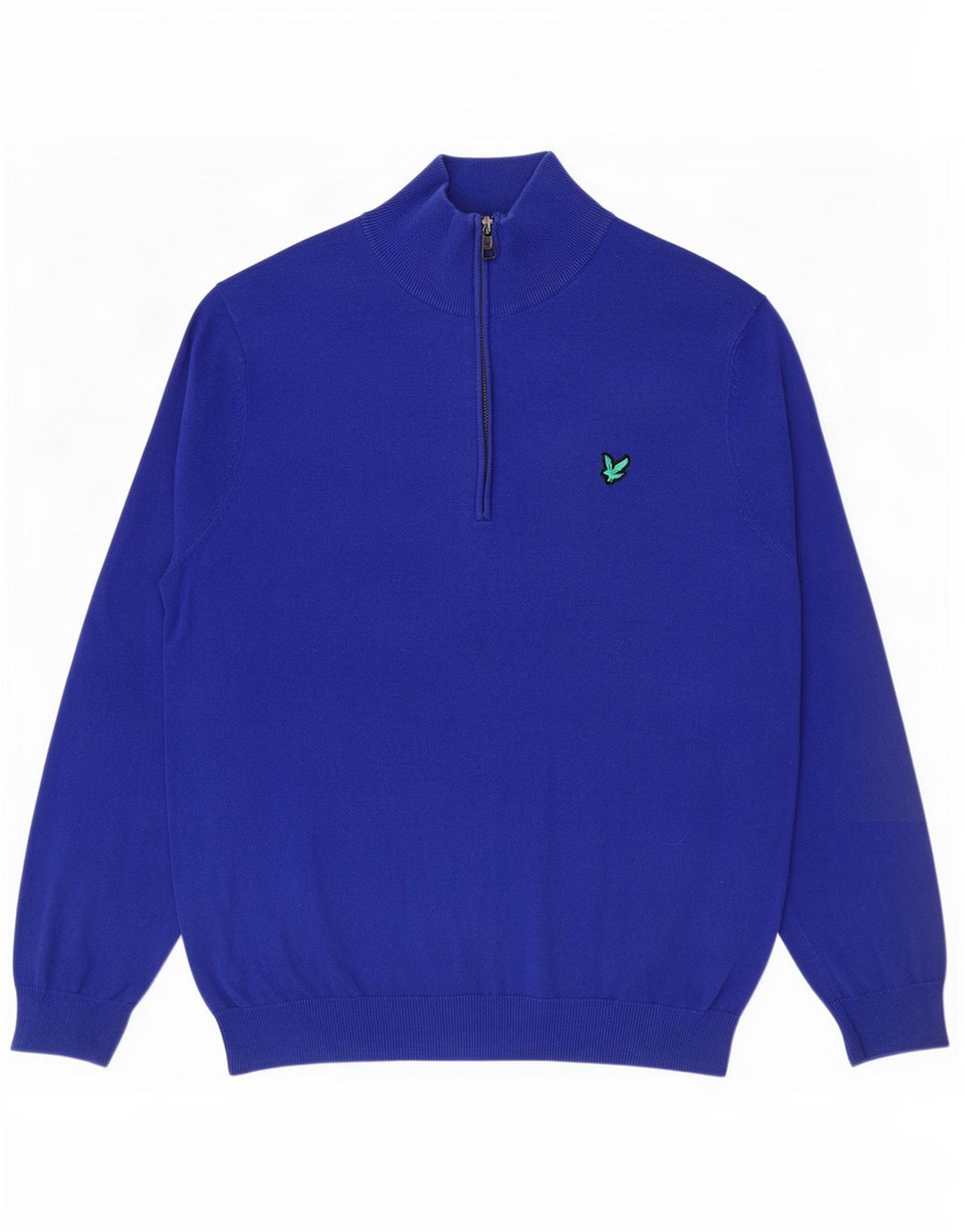 Lyle & Scott Męski sweter z zamkiem błyskawicznym, duży, niebieski, bawełniany