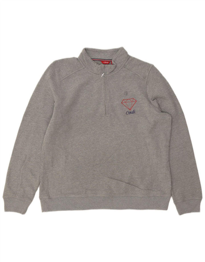 IZOD Męski sweter z zamkiem błyskawicznym, 2XL, szary, bawełniany