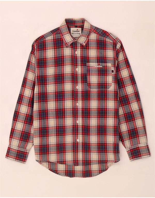 Canadian Mens Shirt Small Red Plaid Cotton