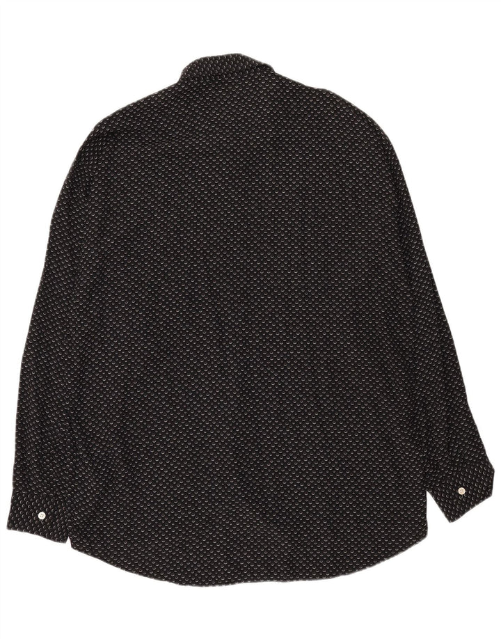 KANTAROS Mens Shirt Large Black Spotted Viscose