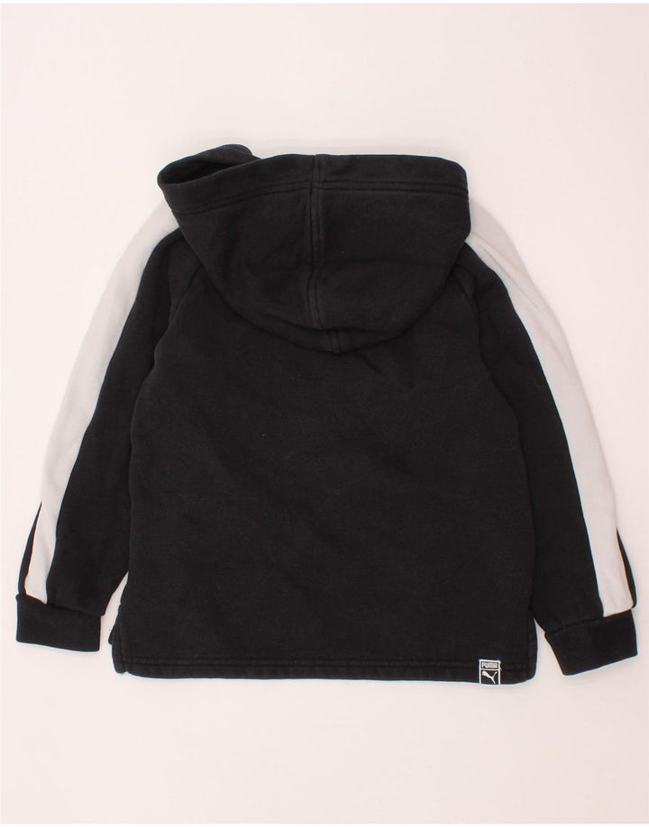 Chłopięcy sweter z kapturem i grafiką PUMA, 5-6 lat, czarna bawełna z blokami kolorów