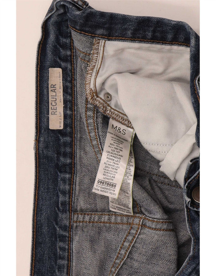Marks & Spencer Męskie regularne proste dżinsy W42 L31 Niebieska bawełna