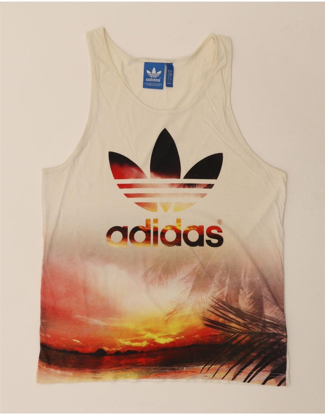 Damski top ADIDAS z kamizelką z grafiką, UK 14, średni, złamanej bieli, bawełniany