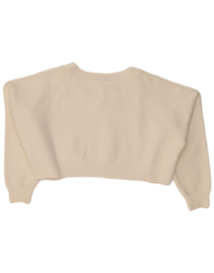 Topshop damski sweter typu Crop Oversize z dekoltem w kształcie litery V, UK 14, średni biały
