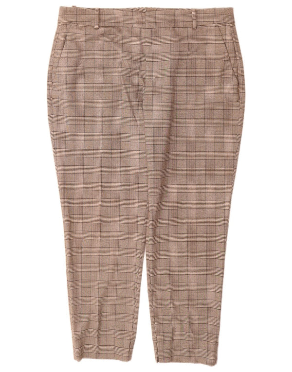 Zwężane spodnie chino damskie Zara EU 46 2XL W36 L28 Brązowa kratka Poliester