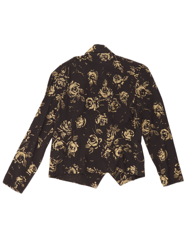 Damska marynarka dwurzędowa VINTAGE EU 36, mała czarna w kwiaty