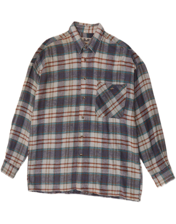 Southwest Mens Flannel Shirt Size 41/42 Large Blue Check Cotton
