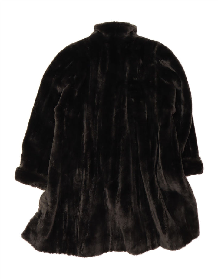 THOMAS ALBRECHT Womens Faux Fur Overcoat EU 40 Medium Black Modacryl Vintage Thomas Albrecht and Second-Hand Thomas Albrecht from Messina Hembry 