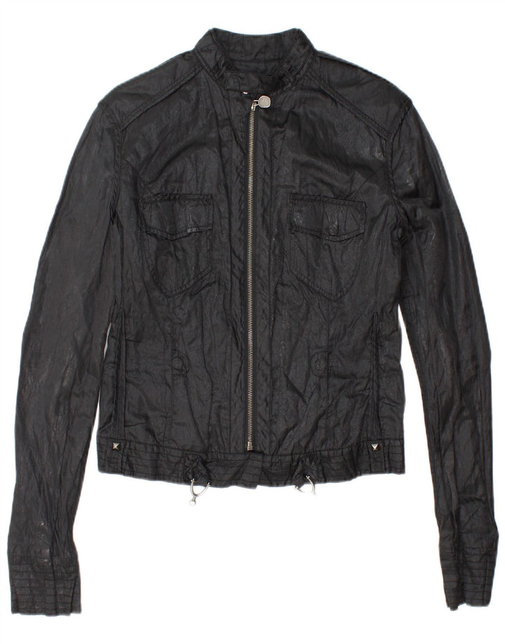 Damska kurtka GUESS Crop Utility UK 14, duża, czarna, bawełniana