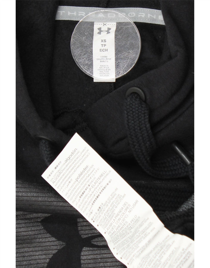 UNDER ARMOUR Damski sweter oversize z kapturem i grafiką UK 6 XS, czarny, bawełniany