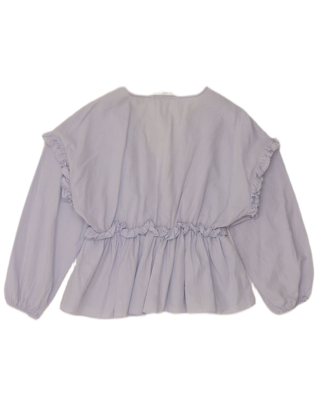 Damska bluzka z długim rękawem Zara Top UK 10 Small Blue Cotton