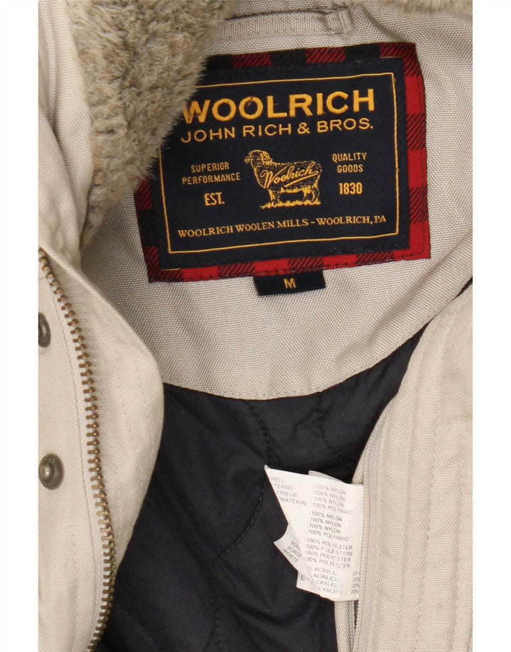 Męska kurtka bomberka z kapturem Woolrich UK 38 Średni beżowy nylon