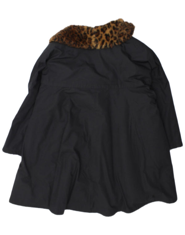 Płaszcz damski w stylu vintage UK 18 XL Czarny nadruk zwierzęcy