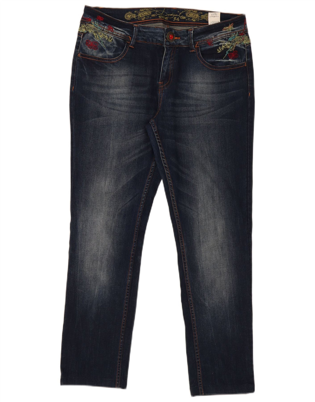 Damskie jeansy Desigual Graphic Slim W34 L29 Granatowy poliester
