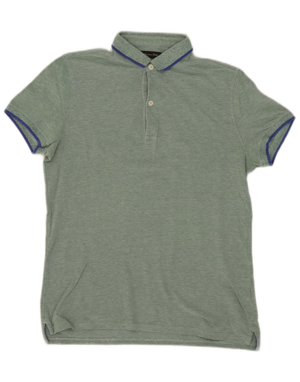 Męska koszulka polo MASSIMO DUTTI w kolorze średniozielonym, nakrapiana
