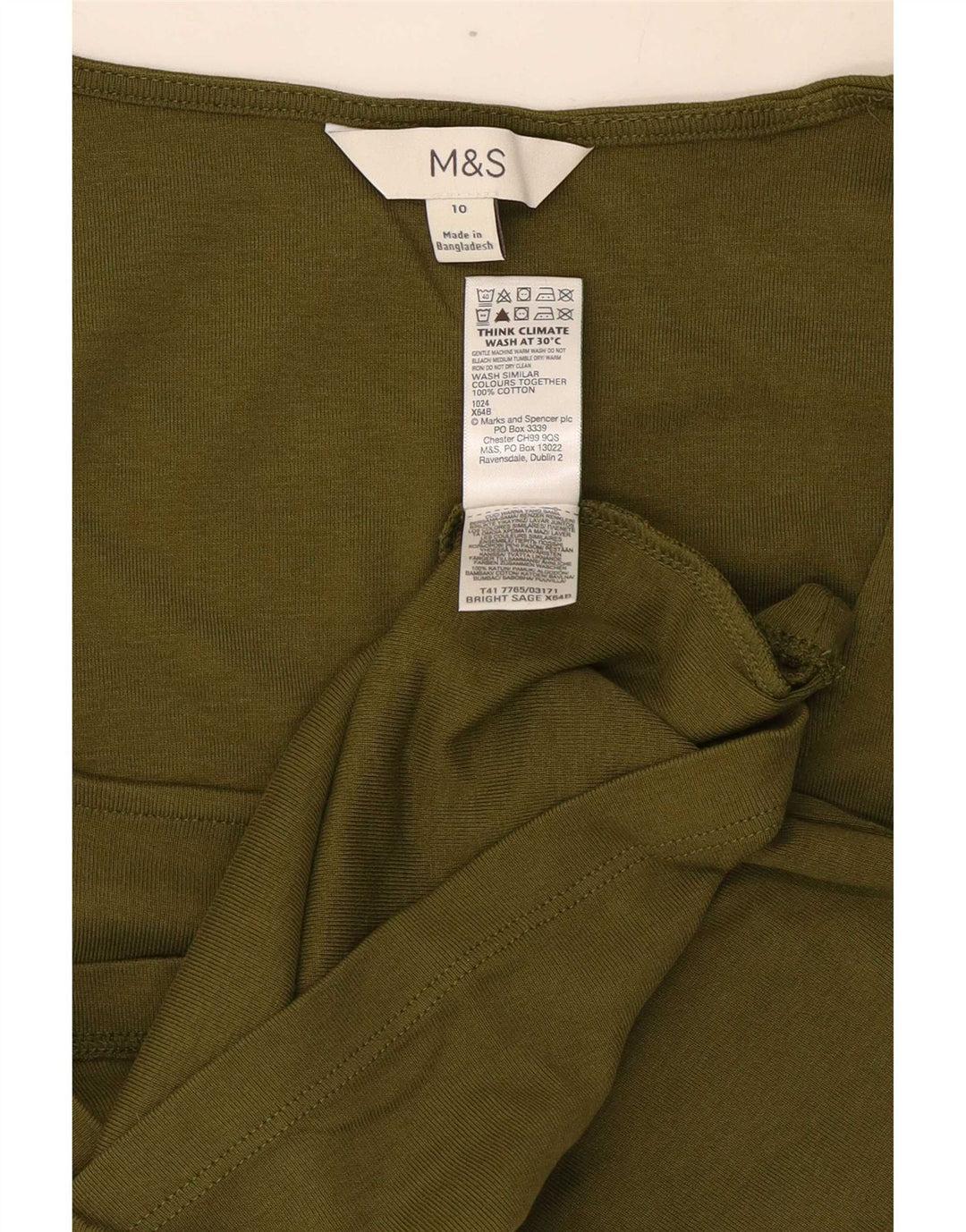 T-shirt damski Marks & Spencer Top UK 10, mały, bawełniany khaki