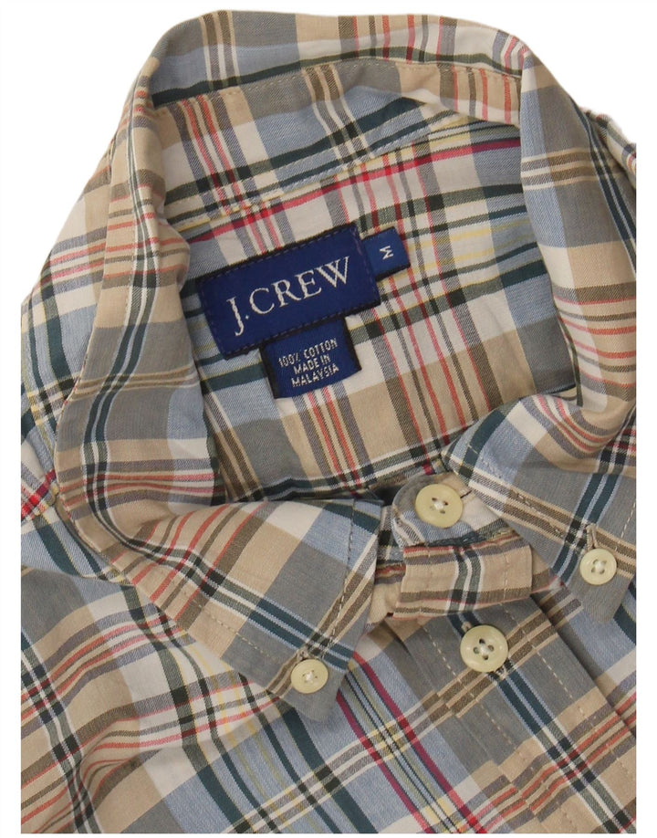 J. CREW Męska koszula z krótkim rękawem, średniej wielkości, wielokolorowa, bawełniana w kratkę