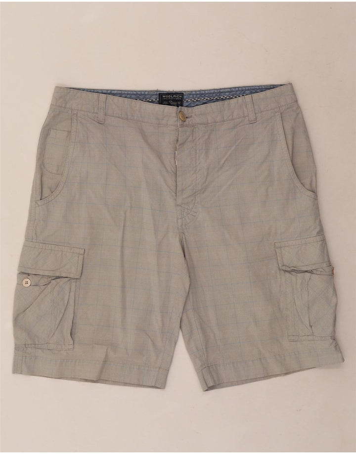 Męskie spodenki cargo Woolrich W34 w dużą szarą kratkę