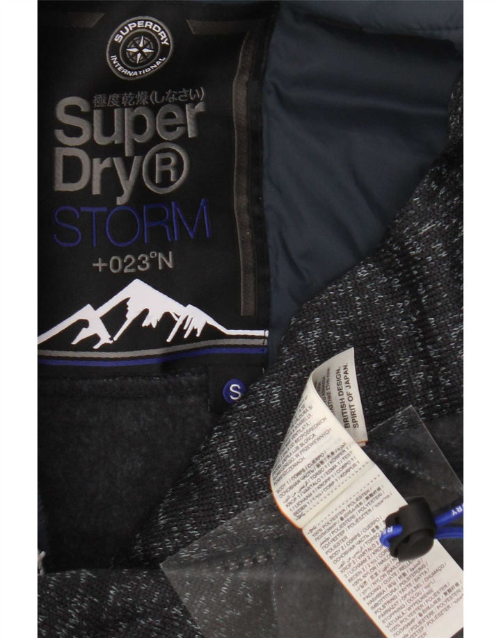 Męski sweter z kapturem i zamkiem Superdry, mały, szary, nakrapiany poliester