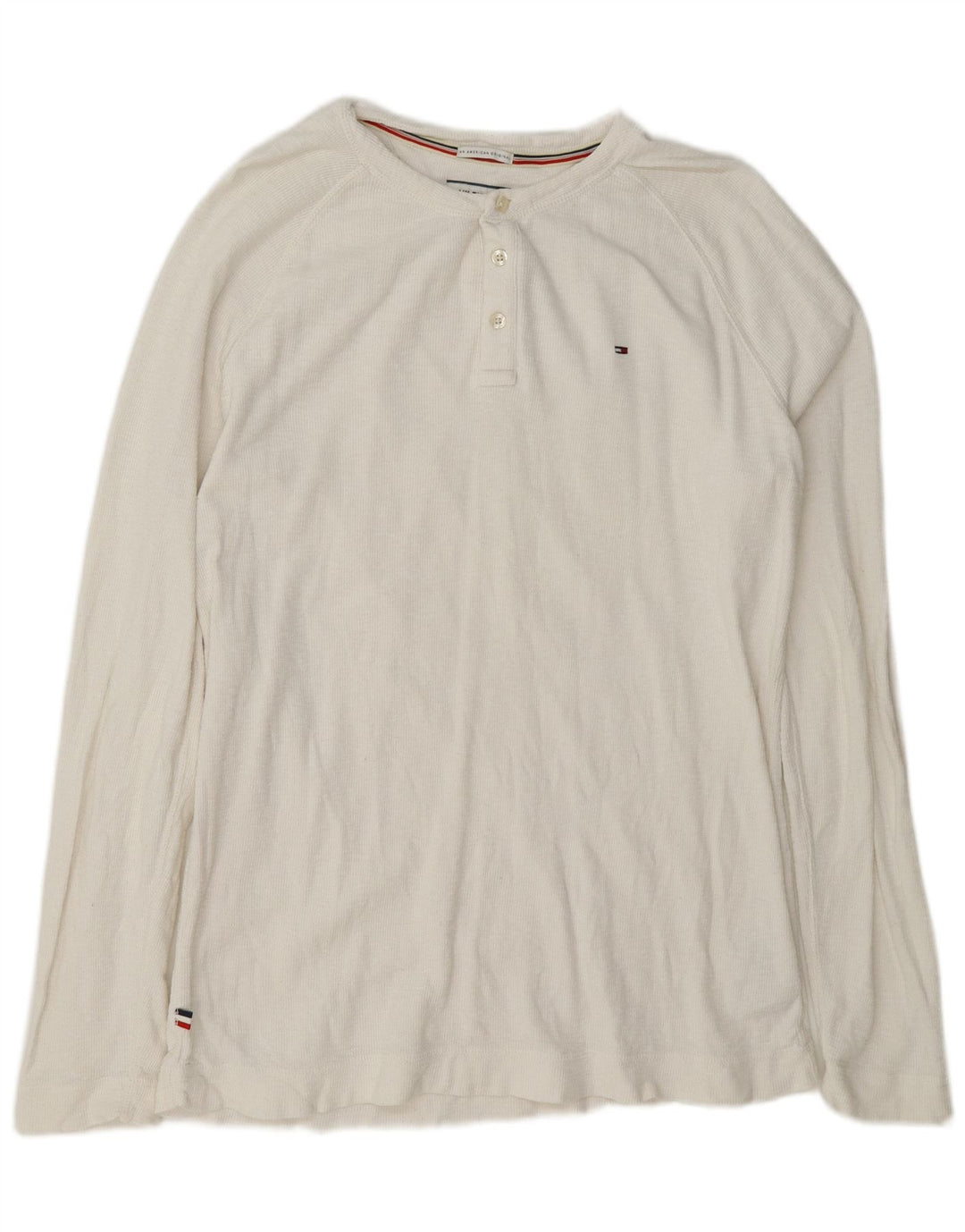 Męski regularny top Tommy Hilfiger z długim rękawem, duży, biały, bawełniany