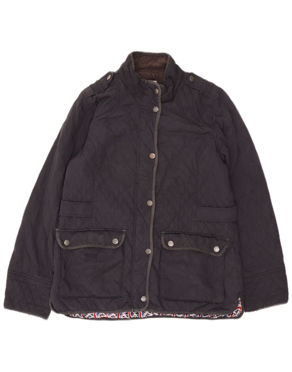 Damska pikowana kurtka wojskowa Crew Clothing UK 16, duża, granatowa