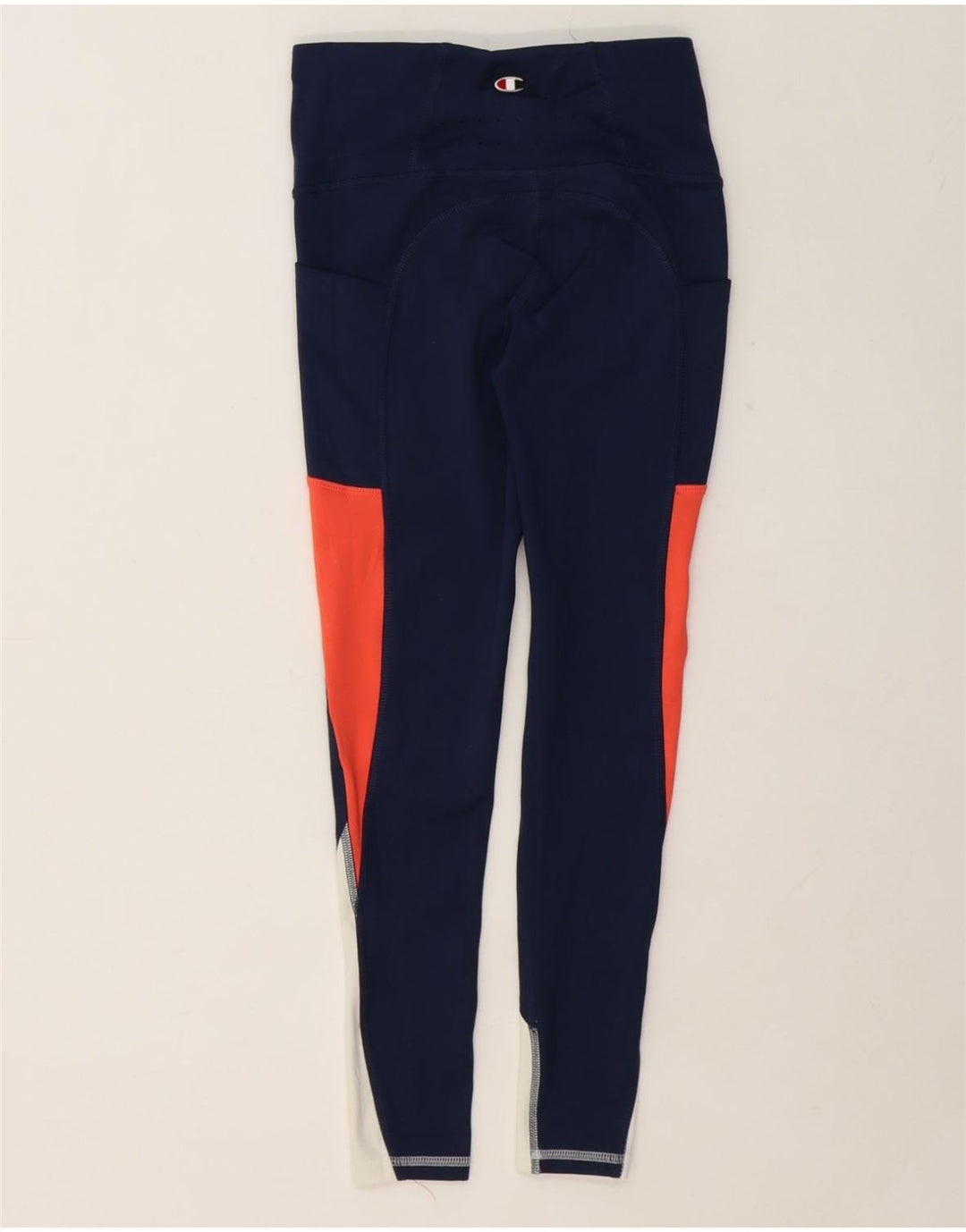 CHAMPION Womens Leggings UK 10 Small  Navy Blue Colourblock