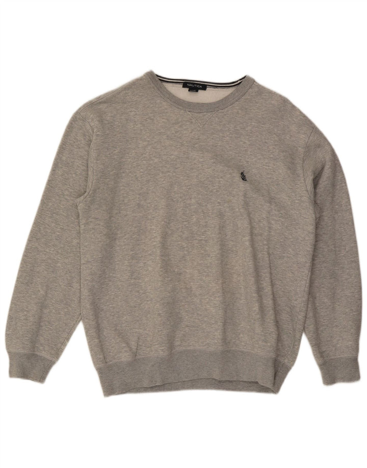 Męski sweter NAUTICA, duży, szary, bawełniany