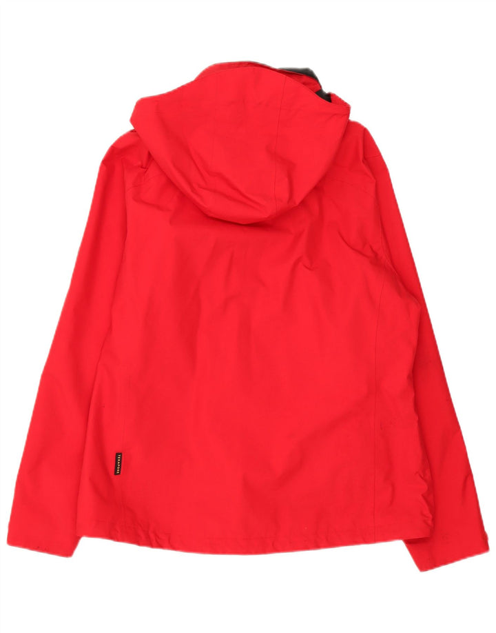 Damska kurtka wiatrówka z kapturem Jack Wolfskin UK 16, duża, czerwona, poliamidowa