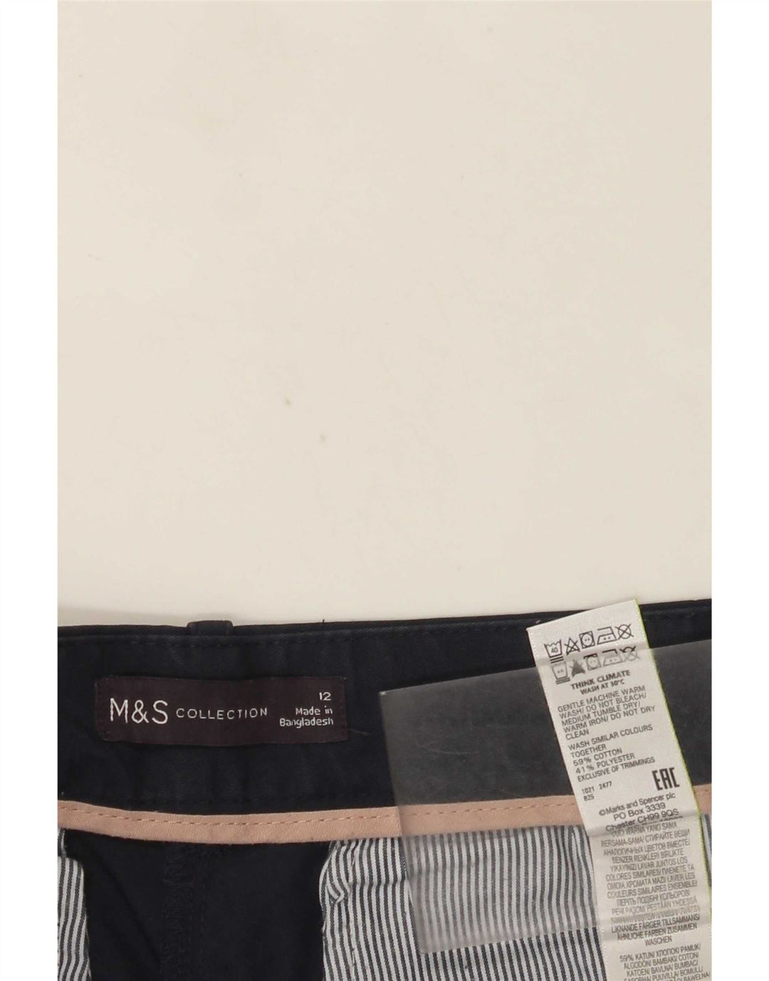 Marks & Spencer Damskie spodenki Chino UK 12 Medium W32 Granatowe, bawełniane