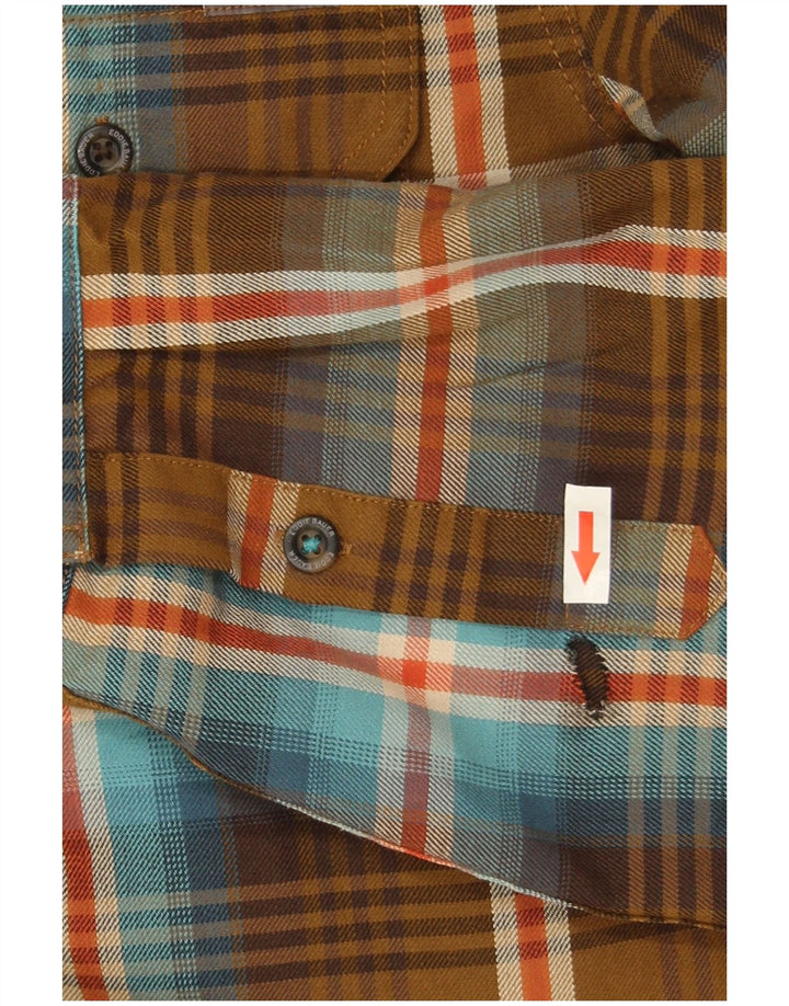 Eddie Bauer Męska wysoka koszula flanelowa o klasycznym kroju, duża, brązowa, poliester w kratę