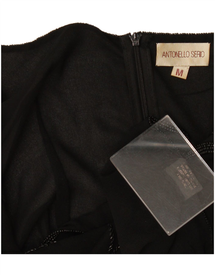 Damski top na ramiączkach Antonello Serio UK 12, średni czarny w kwiaty