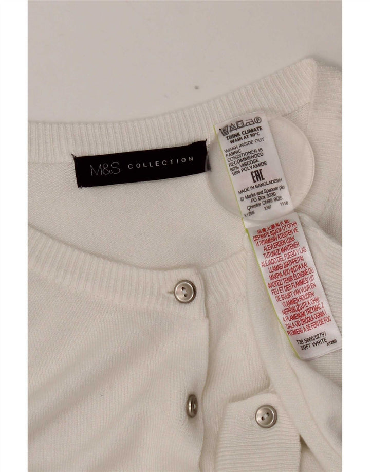Marks & Spencer Damski sweter typu Crop Cardigan UK 12 Średniobiała wiskoza