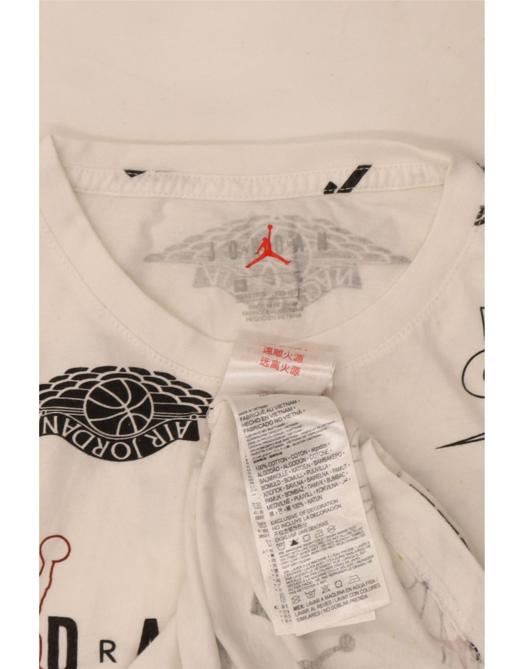 Chłopięcy T-shirt z grafiką Jordan, 10-11 lat, średnia biała bawełna