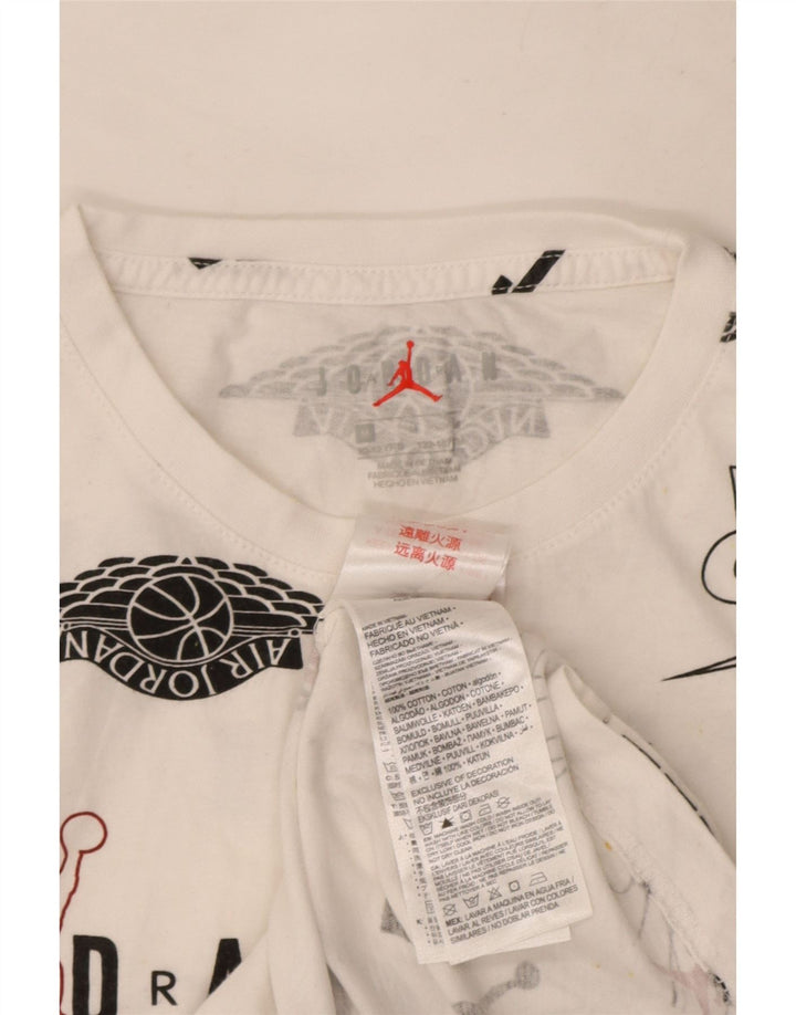 Chłopięcy T-shirt z grafiką Jordan, 10-11 lat, średnia biała bawełna