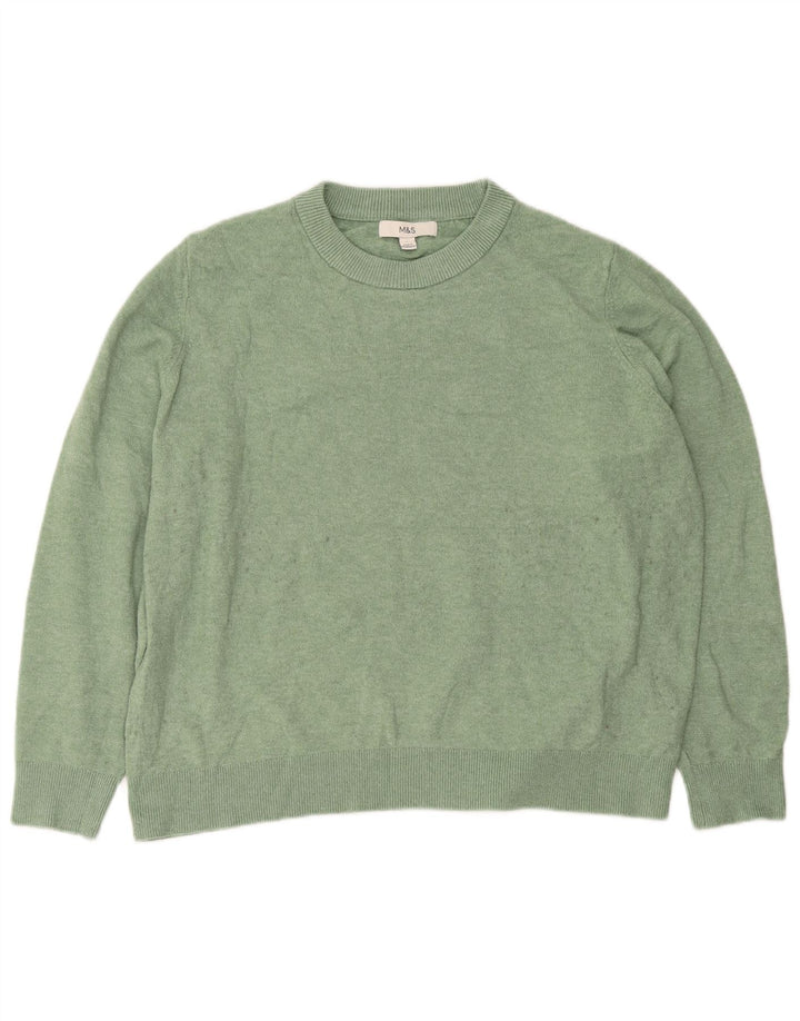Marks & Spencer Damski sweter oversize z okrągłym dekoltem, UK 16, duży zielony