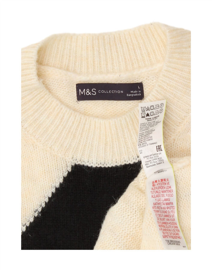 Marks & Spencer Damski sweter z okrągłym dekoltem, UK 16, duży w kolorze złamanej bieli